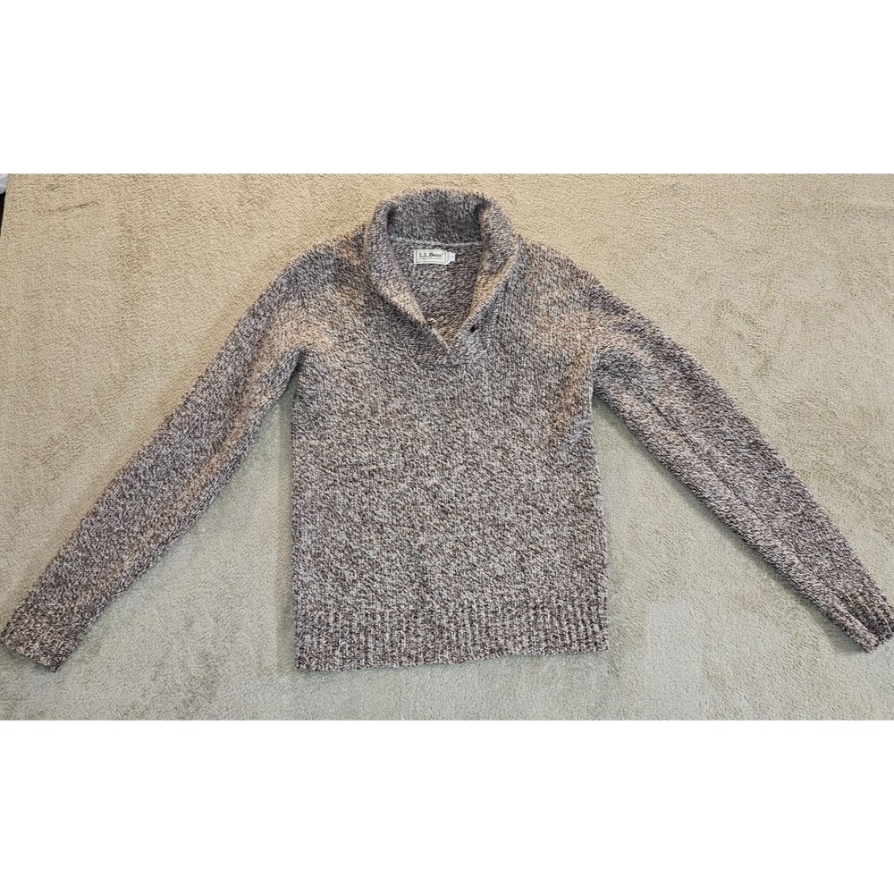Vintage LL Bean Sweater Women's Medium Ragg Wool Mock Neck Chunky Knit Fisherman